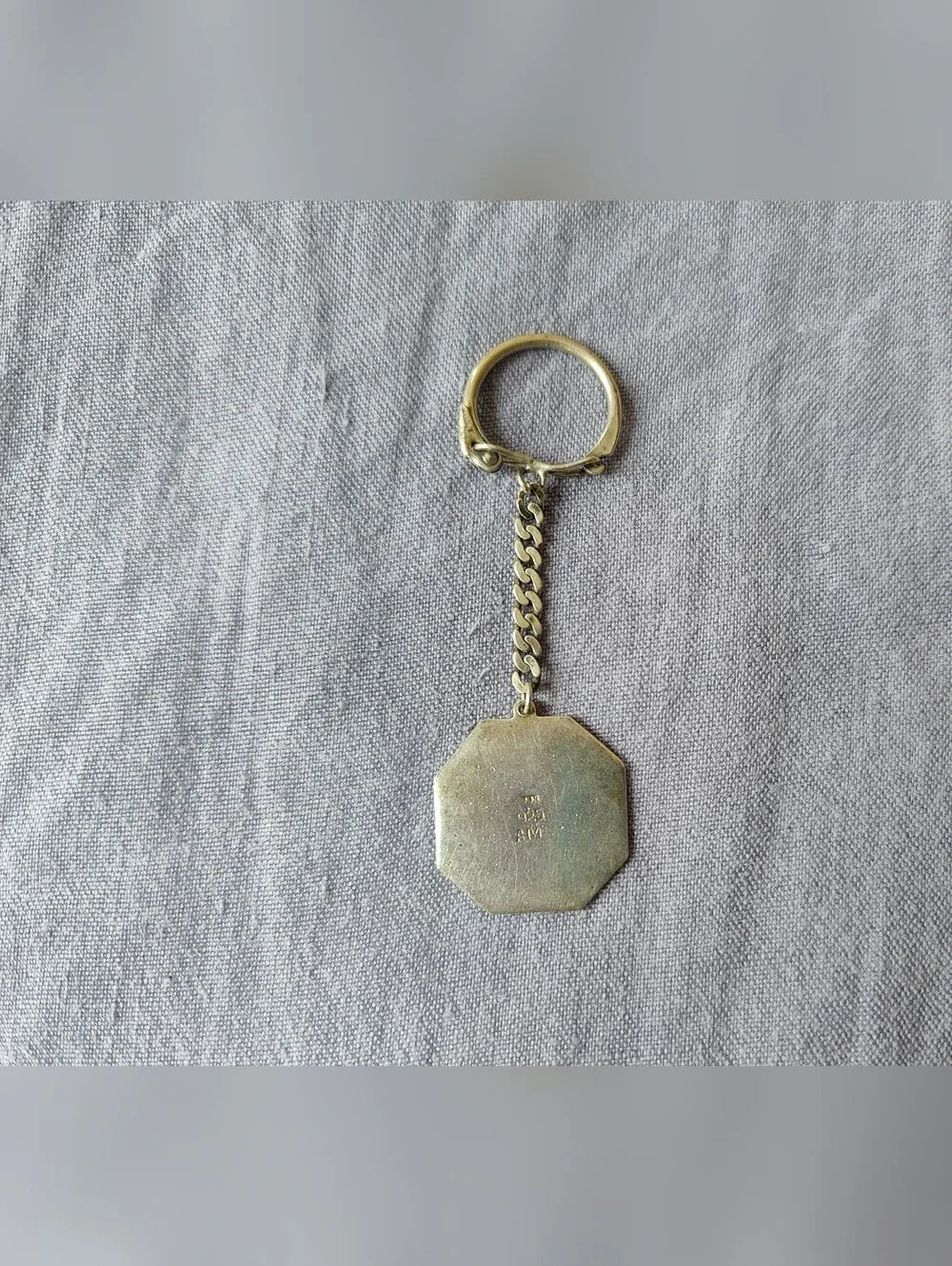 VTG Peruvian Sterling Silver 925 Indigenous Andean Warrior Octagon Keychain